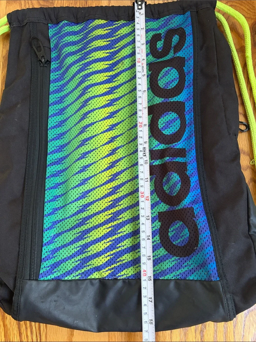 Adidas Blue & Neon Green Drawstring Backpack
